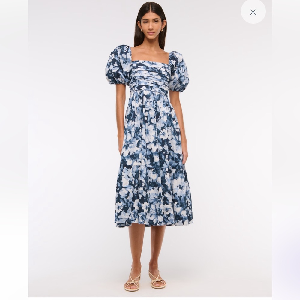 A&F Emerson Poplin Puff Sleeve Midi Dress NWT in XL